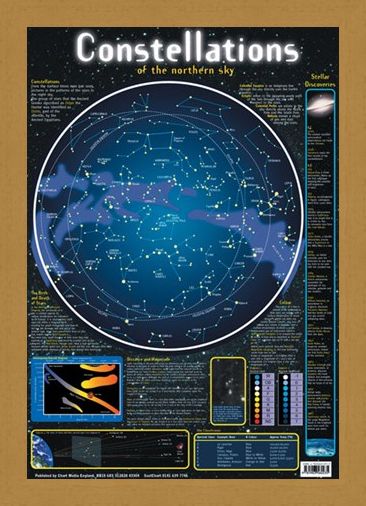 Framed Framed Constellations of the Northern Sky - Stellar Map